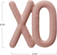 "XO" Matte Pink Cast Iron Trivet