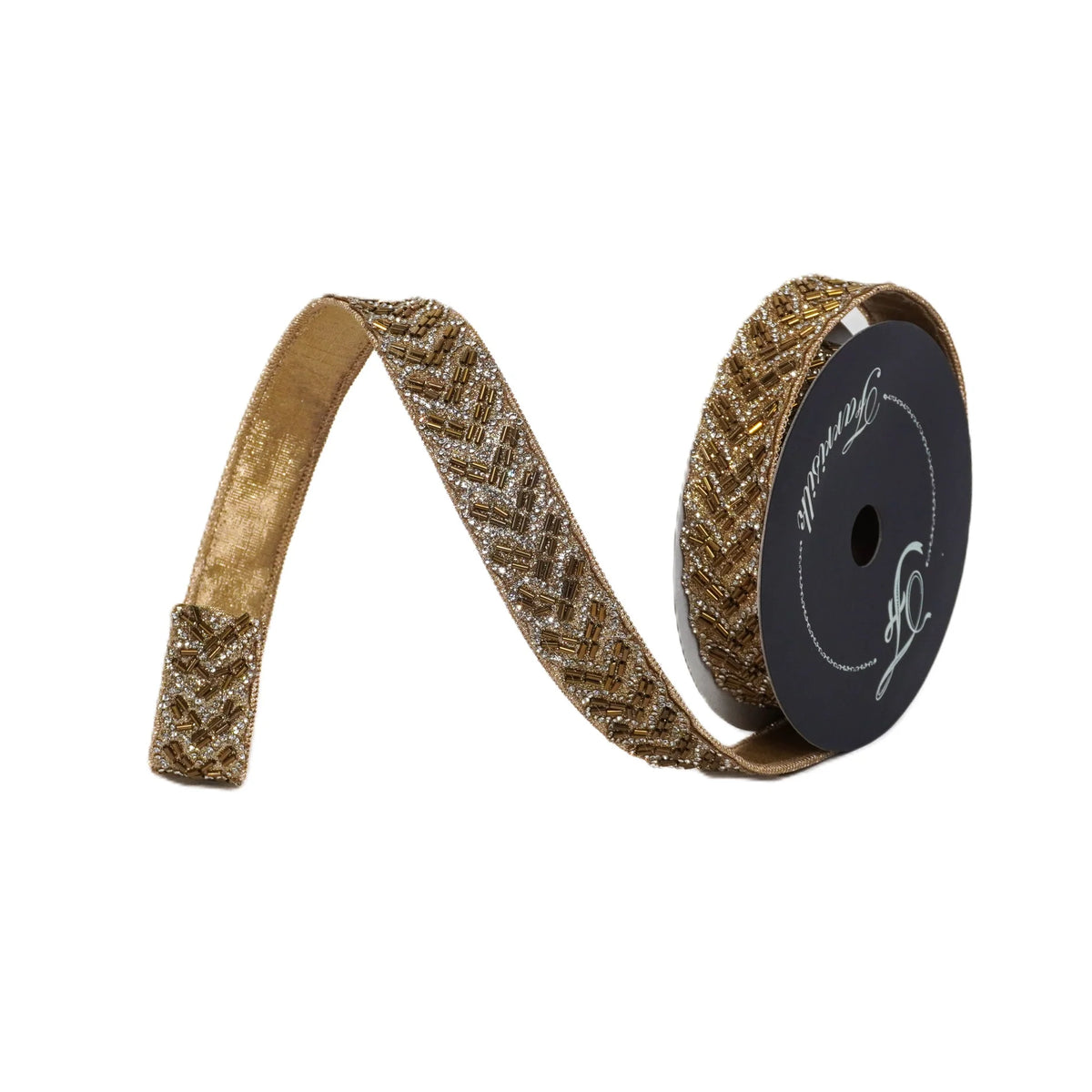 1.25"X5 Yard, Bronze Crystal Amour Ribbon