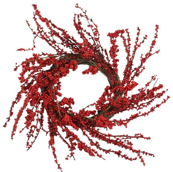 27" Red Berry Twig Christmas Wreath