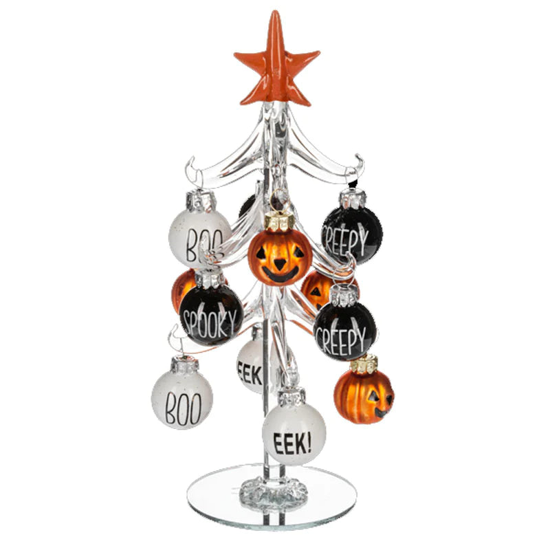 Glass Halloween Tree with Ornaments - Assorted