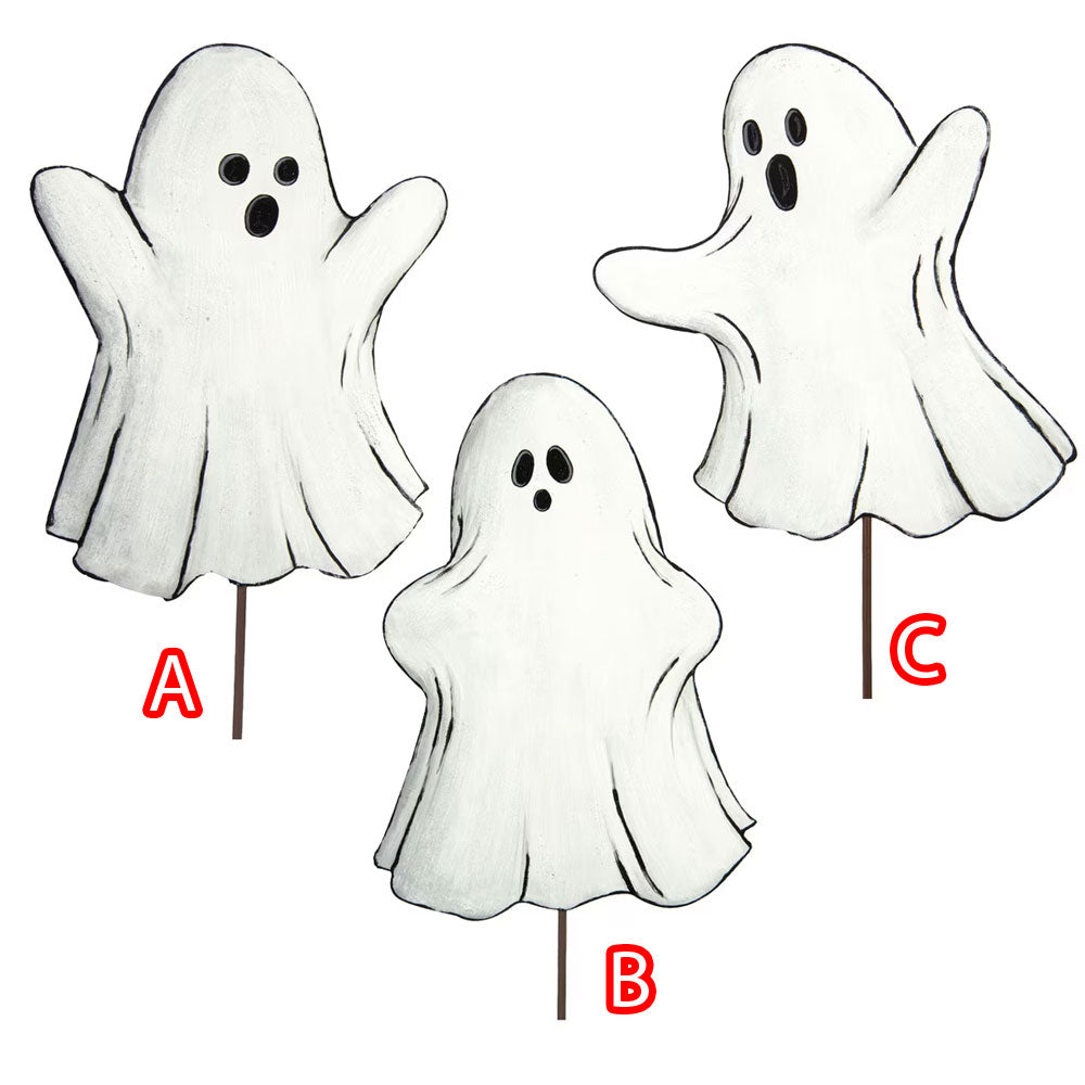 Lined Ghost Halloween Stake Assorted