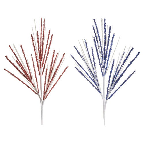 16" Glittered Spray Red/Blue Assorted