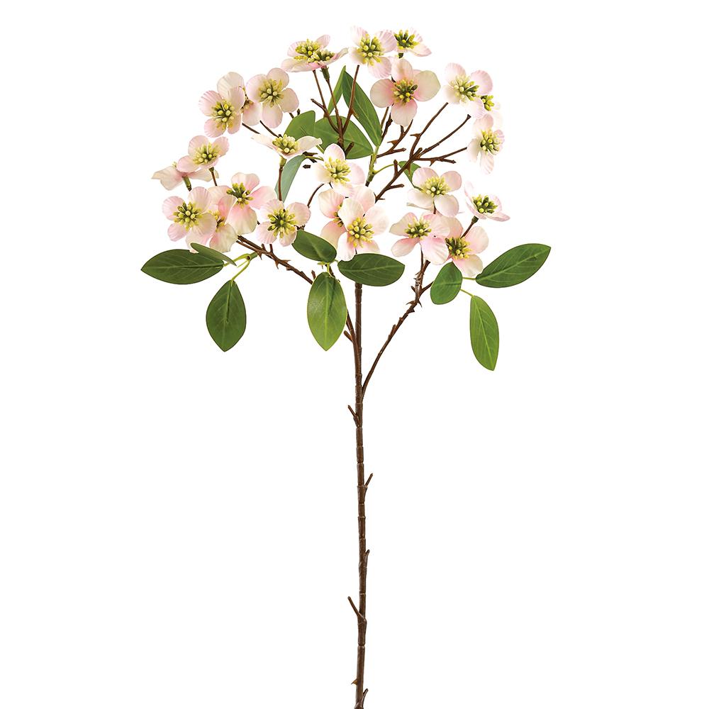 Artificial flower branch with pink and white flowers on a white background