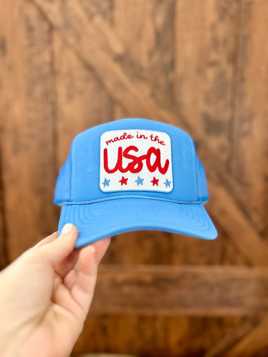 Made In The USA Patch, Blue Trucker Hat