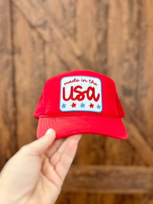 Made In The USA Patch, Red Trucker Hat