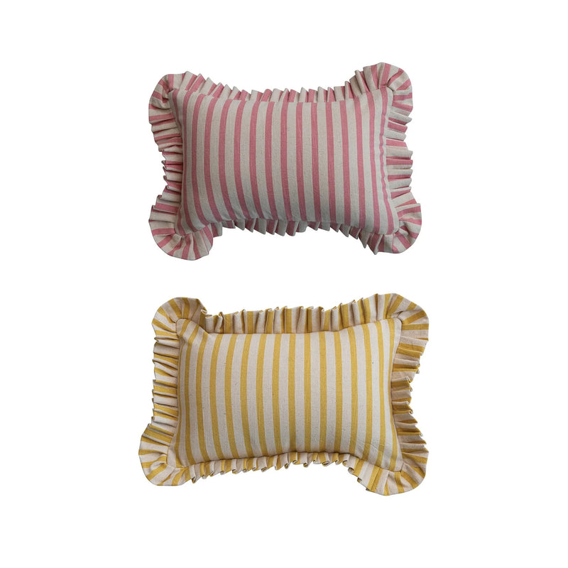 Cotton Striped Lumbar Pillow Assorted