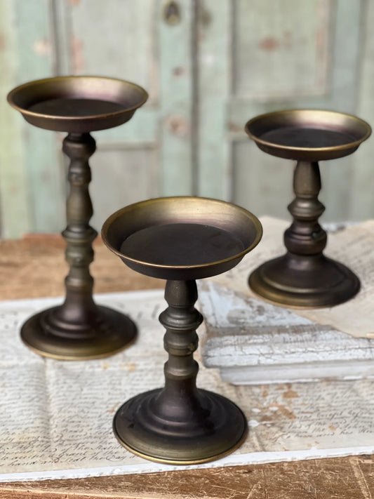 12" Antique Brass Henley Candleholder