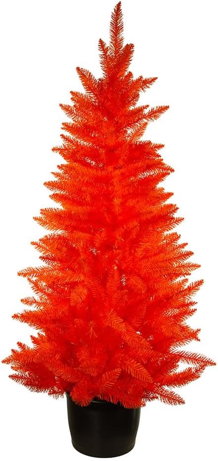 4.5' Pre Lit Orange Halloween Potted Tree