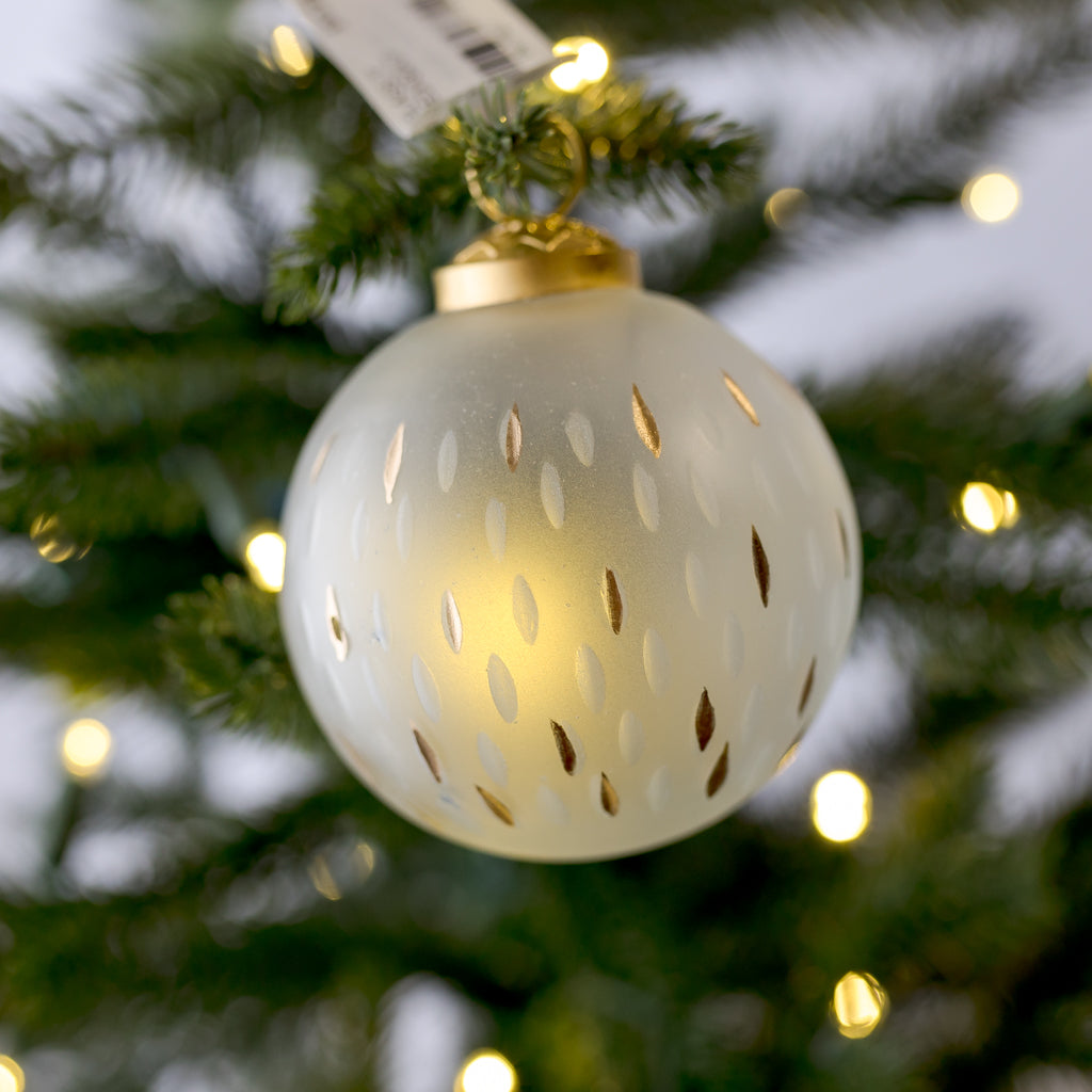 3" Gold Frosted Glass Ball Ornament