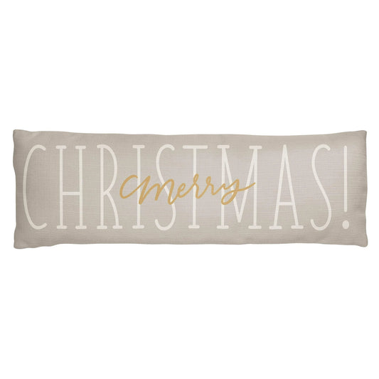 33" Neutral Merry Christmas Long Lumbar Pillow (CLR)