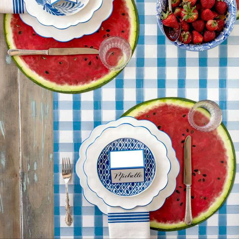 20X25' Blue White Plaid Runner