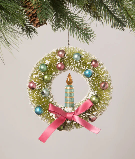 Brights Candle in Wreath Ornament