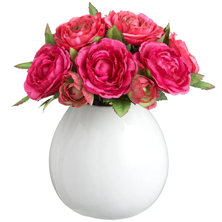 9" Beauty Pink Ranunculus In Vase