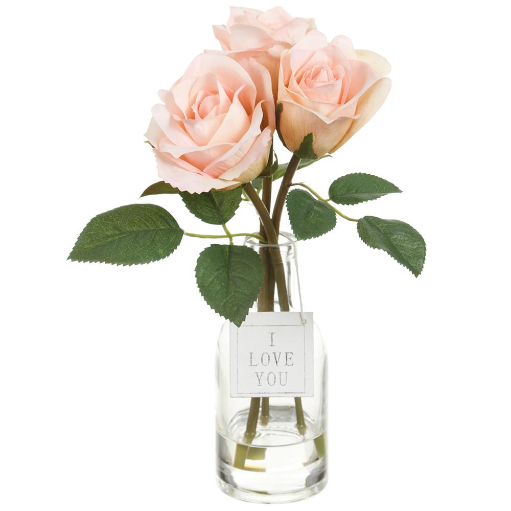 11" Pink Rose Plant With Vase