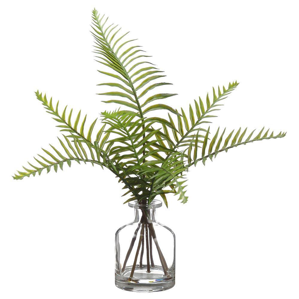 14" Green Sword Fern Plant With Vase