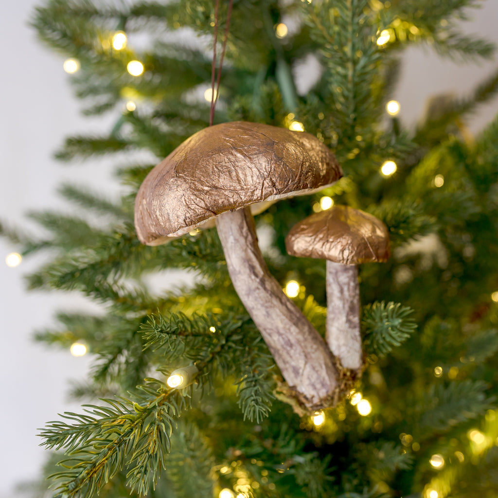 6" Double Mushroom Christmas Ornament