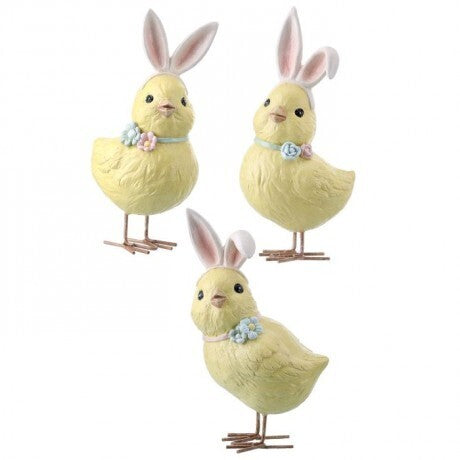 5.5" Resin Chick With Bunny Ears, Assorted