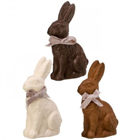 4" Resin Chocolate Bunny With Bow, Assorted