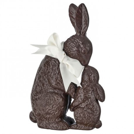 11" Resin Chocolate Bunny With Baby