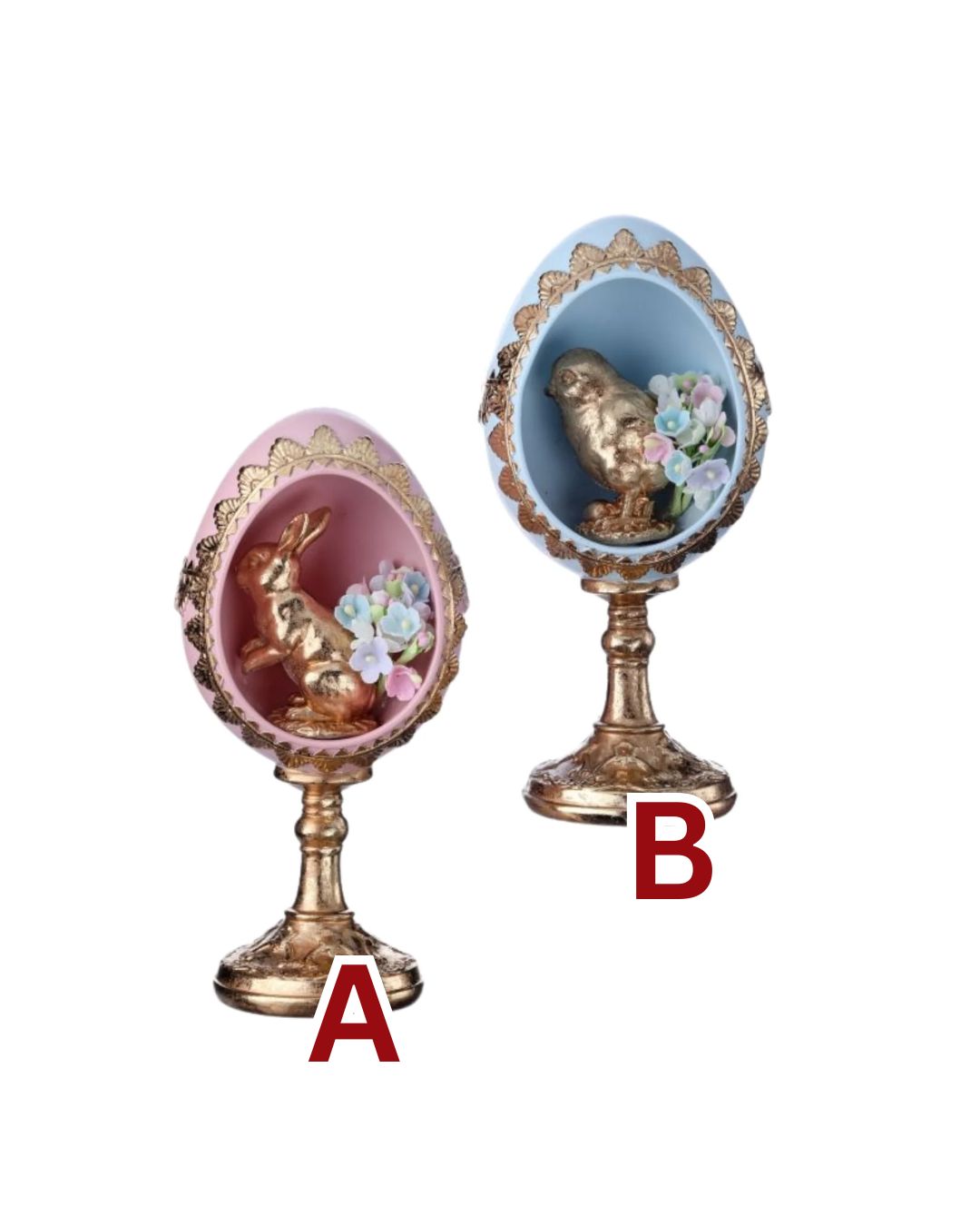 Bunny or Chick Egg On Pedestal/ Easter Egg Diorama - Assorted