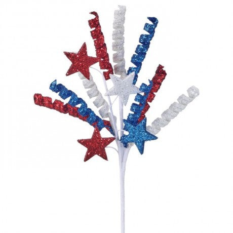 14" Americana Glitter Curly Q With Star Pick