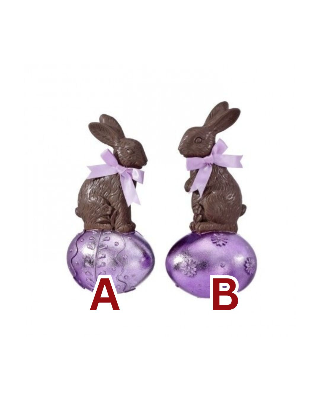 10" Resin Metalic Bunny On Egg, Assorted