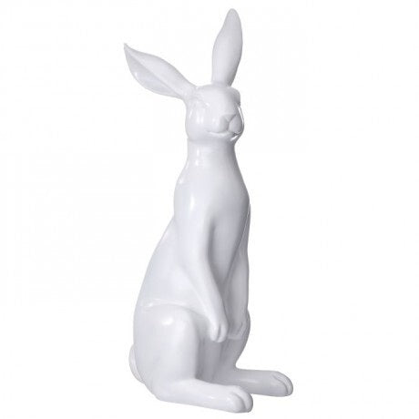 21" White Resin Standing Bunny