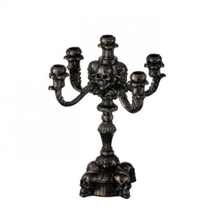 14" Black Candleabra Skull