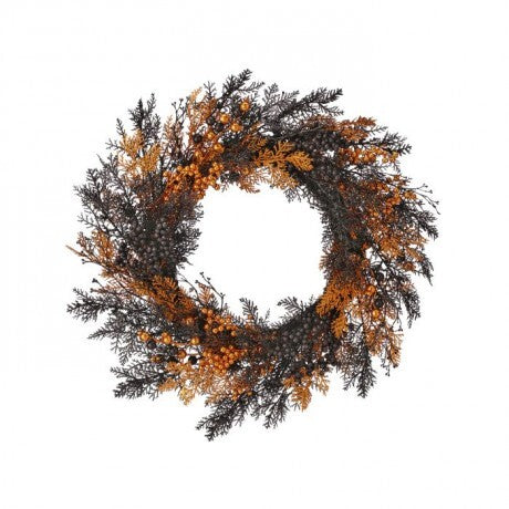 24" Black with Orange Spooky Glitter Wreath