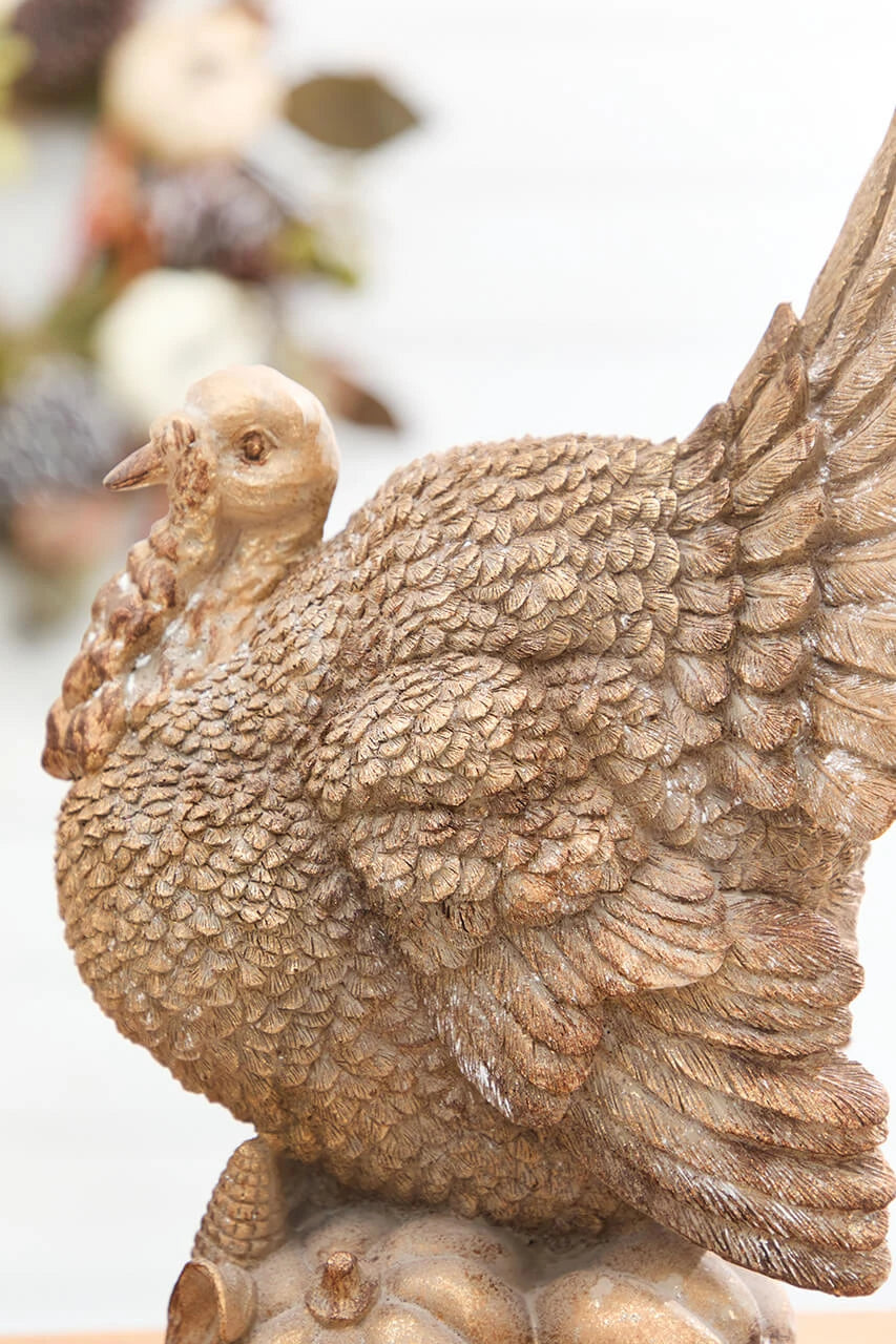 15.5" Resin Harvest Turkey with Gourd