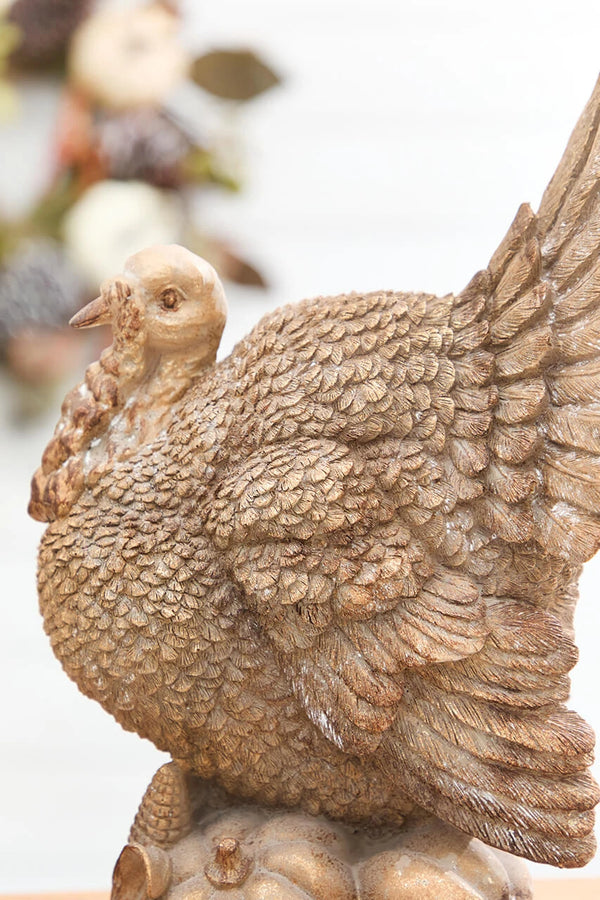 15.5" Resin Harvest Turkey with Gourd