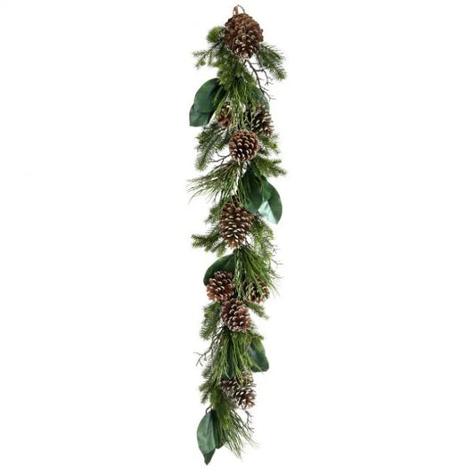 5' Magnolia Leaf/Pine/Cone Garland