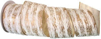 4"x10yd Ivory & Gold Birch Fur Ribbon