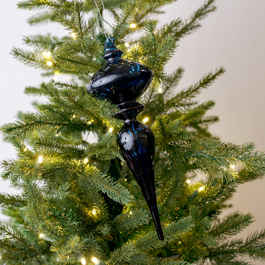 12" Opaque Midnight Blue Finial Ornament Assorted