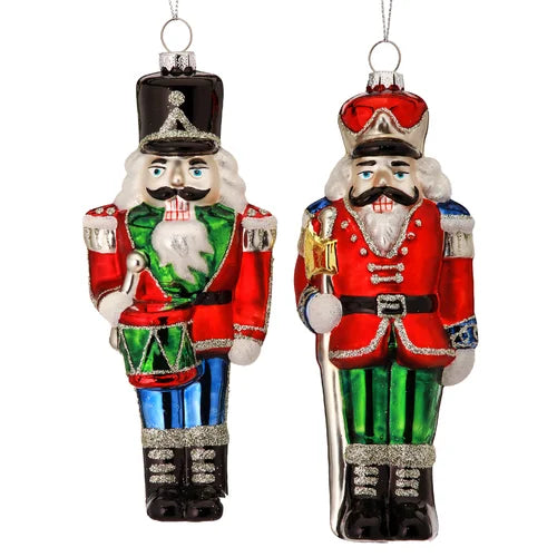 6" Glass Nutcracker Ornament Assorted