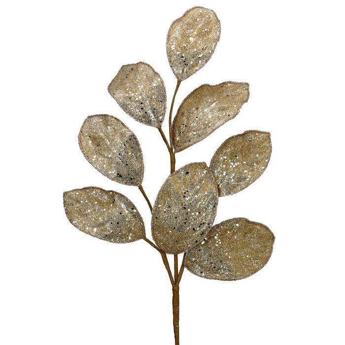 28" Magnolia Leaf Beaded/Sequin 28" Champagne Gold Spray (CLR)