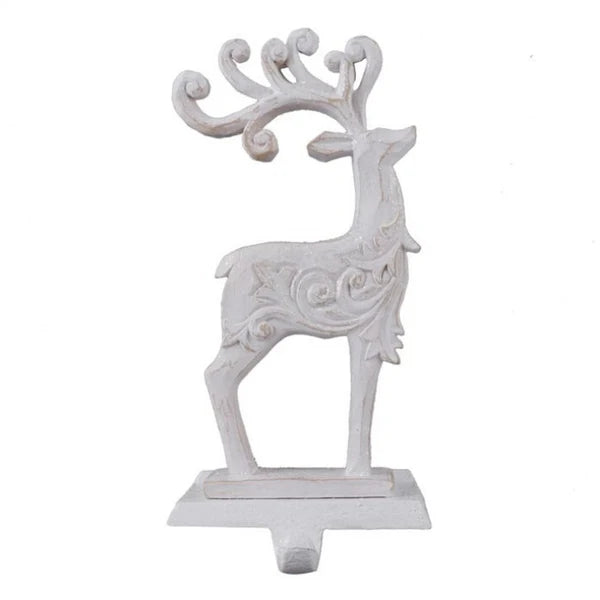 11" White Winter Deer Stocking Holder