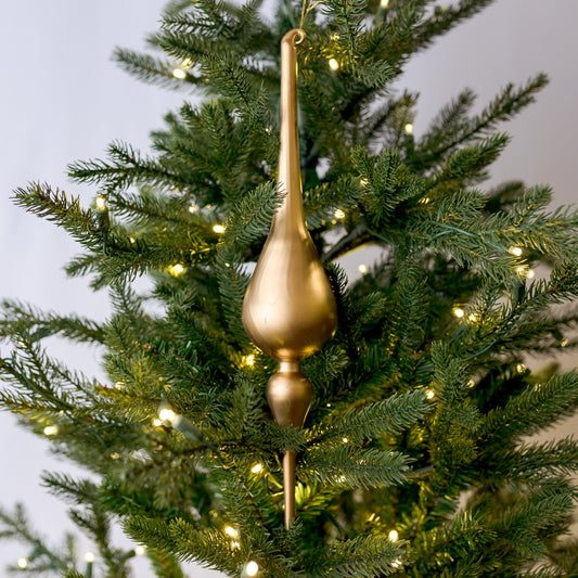 15" Matte Gold Finial Glass Ornament