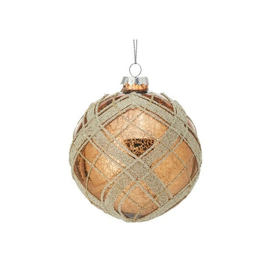 4" Shiny Plaid Glass Christmas Ornament Assorted (CLR)