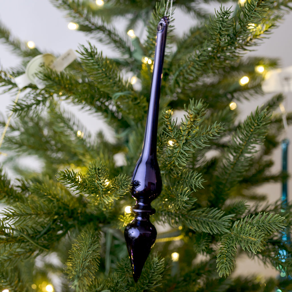 9" Shiny Purple Finial Glass Ornament