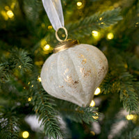 4" Ivory Gold Velvet Glass Ornament, Assorted