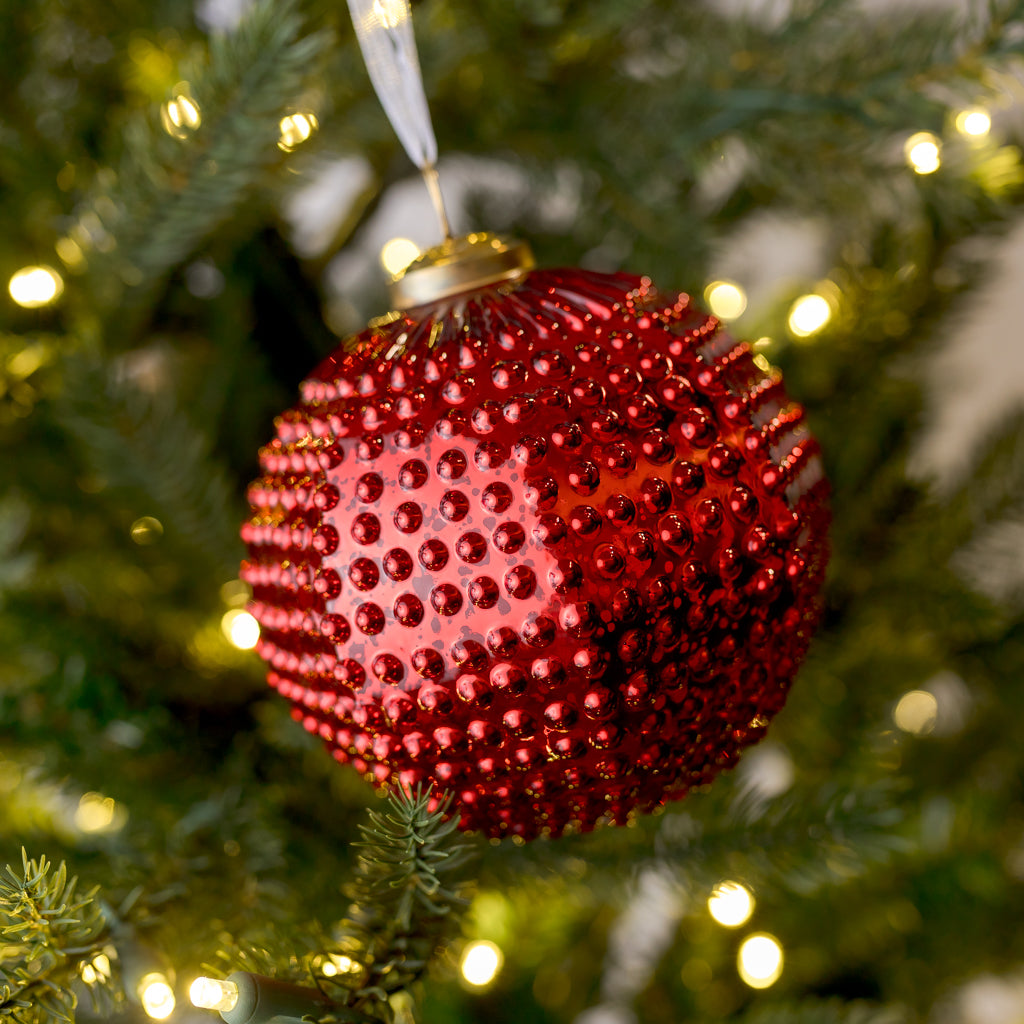 5" Hobnail Red Claret Glass Ornament