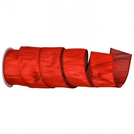 2"X10Y Red Metallic Dupion Ribbon