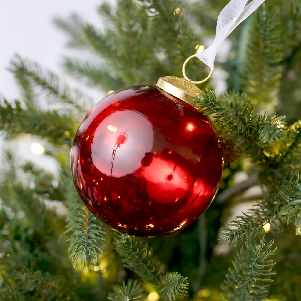 4" Red Glass Ball Ornament