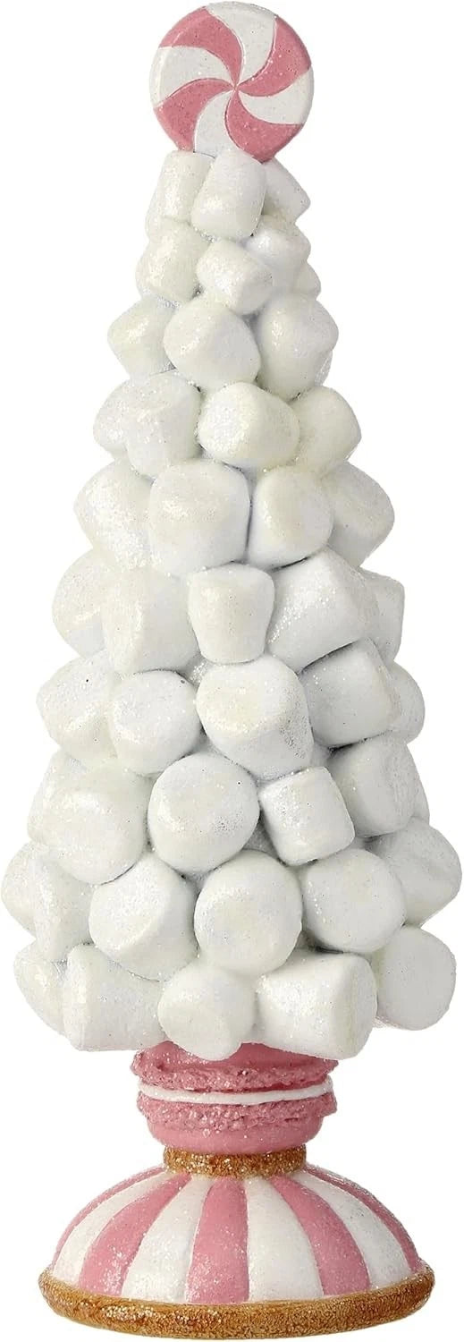 12" Pink Tree Marshmallow On Pedestal