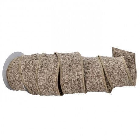 2.5"X5Y Khaki Cotton Basket Weave Ribbon