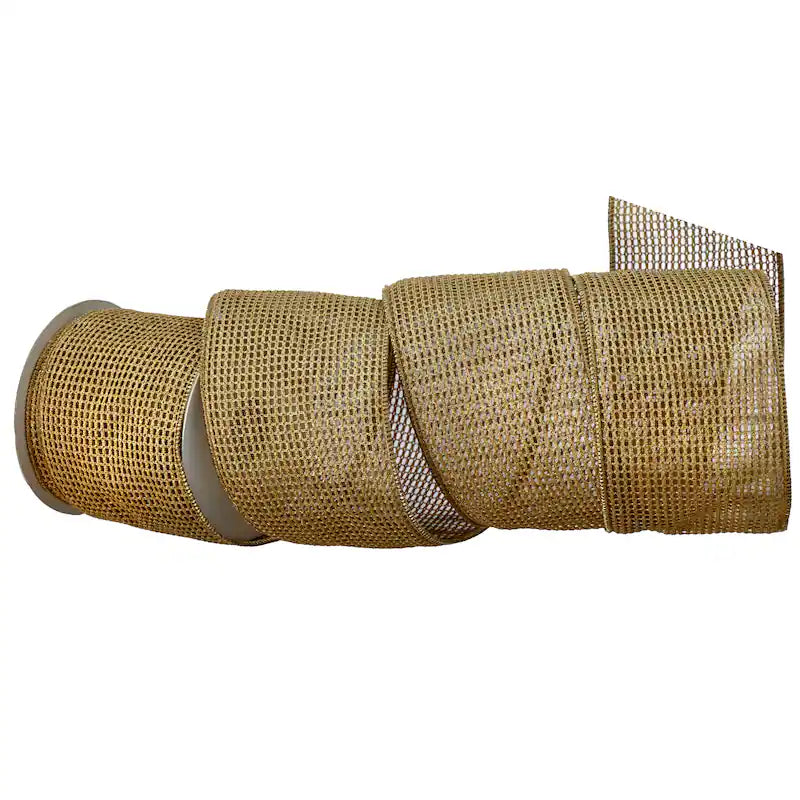 4"X10Y Antique Gold Mesh Metallic Ribbon