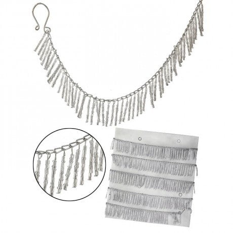 72" Silver Beaded Icicle Glass Garland