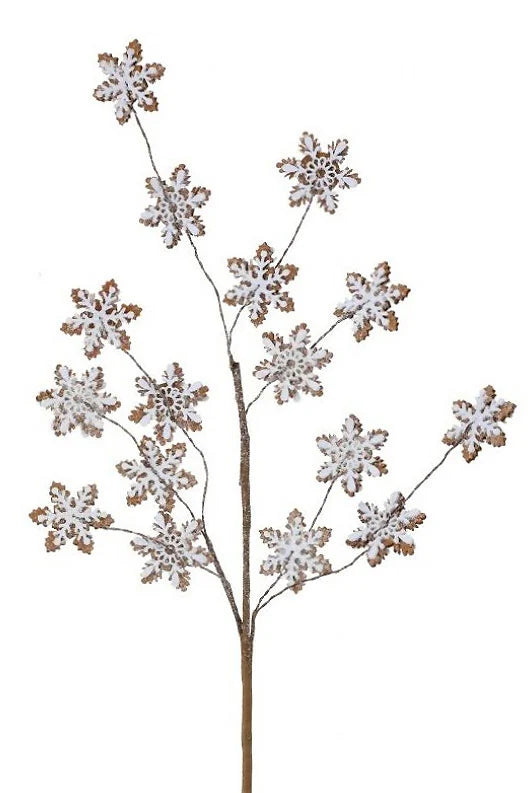 32" Brown/White Snowflake Gingerbread Spray