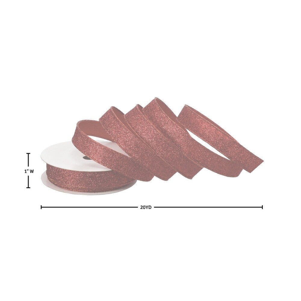 1"X20Y Pink Wired/Glitter Satin Ribbon